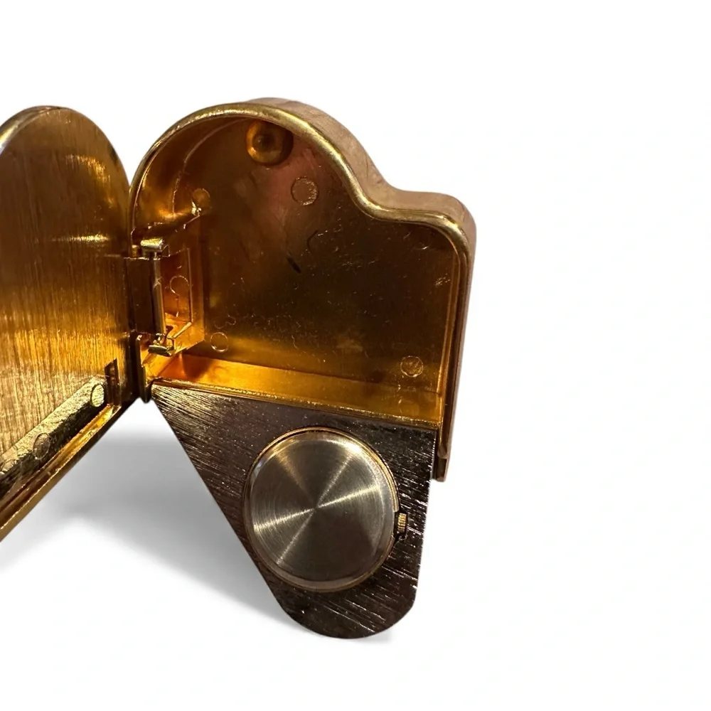Gold Piano Shaped Miniature Gold Tone Clock